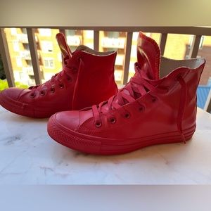 RARE! Chuck Taylor Converse All Star FIRE ENGINE RED Rubber High Tops! unisex